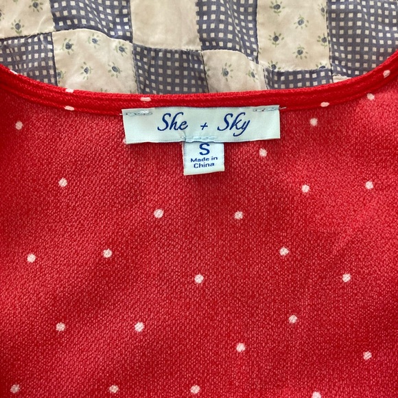 She + Sky Vibrant Red Ruffle Mini Dress - Picture 4 of 4